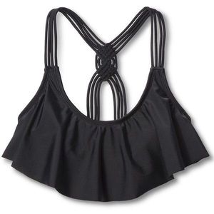 Blue flounce bikini top